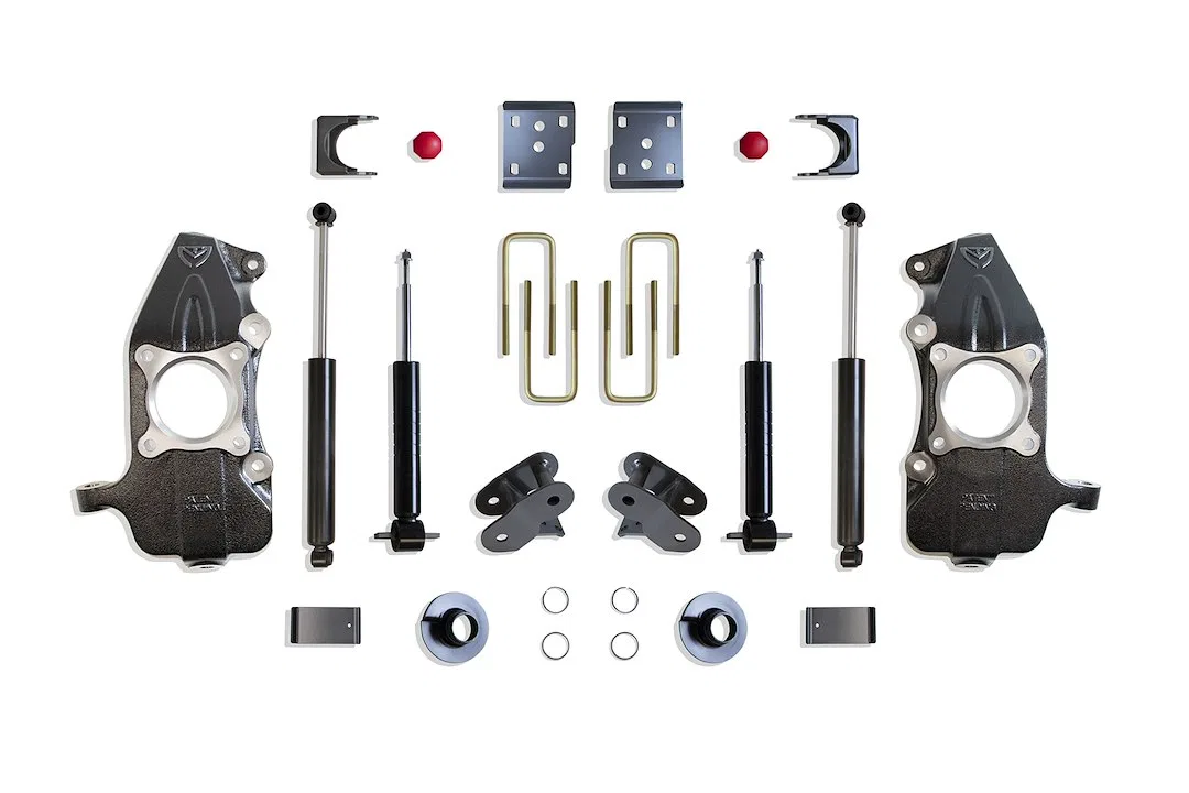 KS334135S-4 – MAXTRAC Lowering Kit, 3 Inch Front/ 5 Inch Rear Drop Black Components With Front And Rear Shock Absorbe...